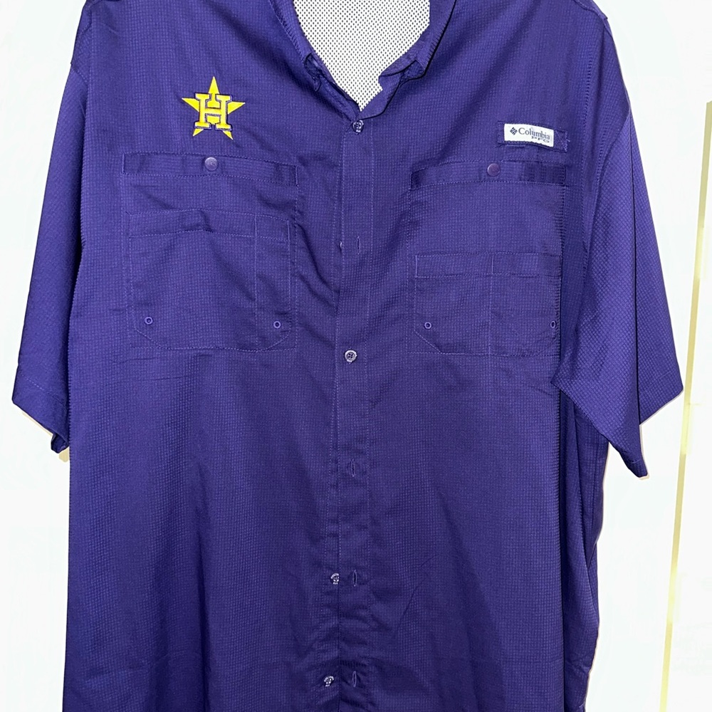 Houston Astros Columbia fishing shirt in LSU colors